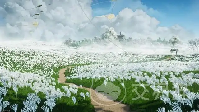 燕云十六声风景 - 白色花海与远山